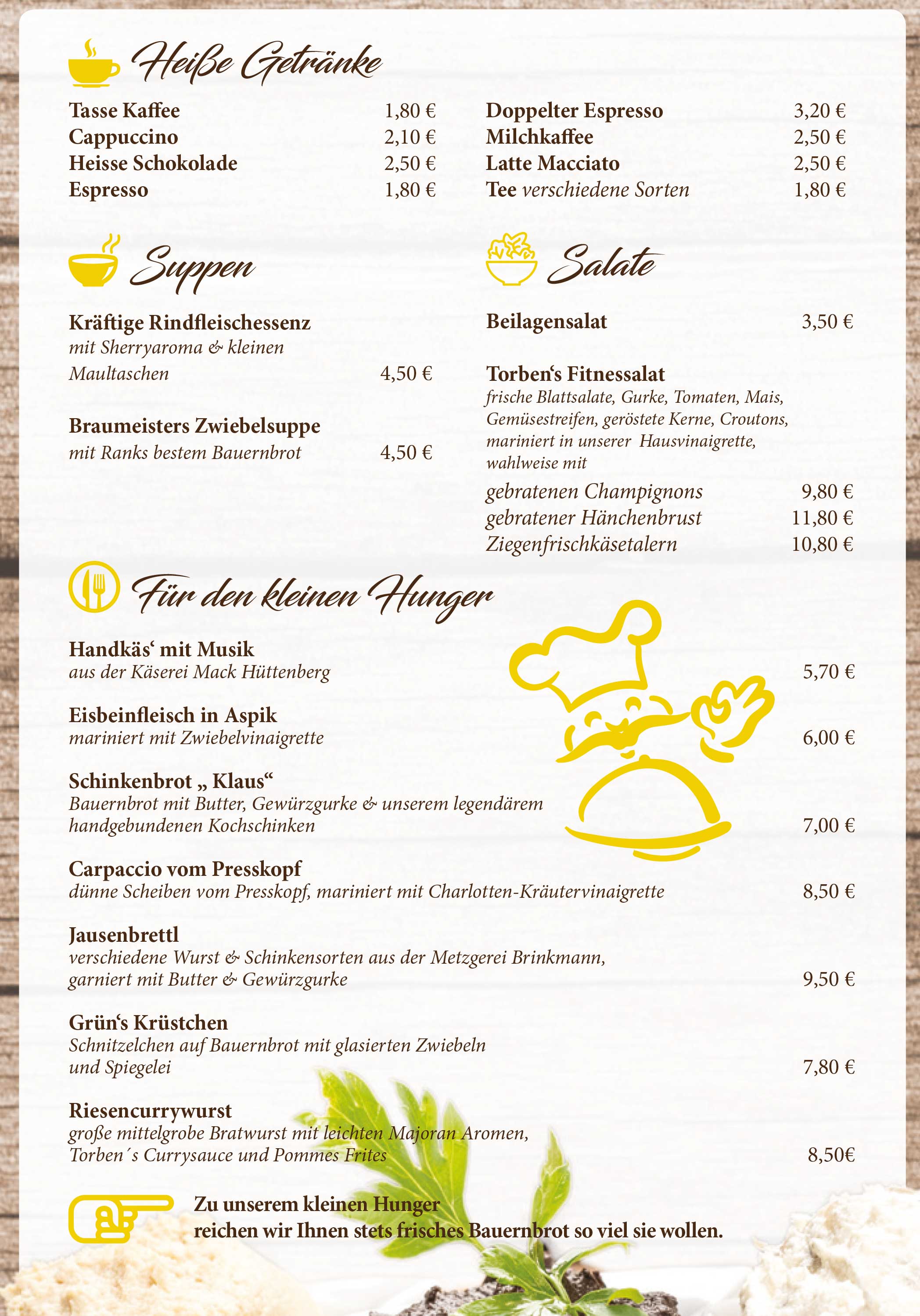 Speisekarte Hotel zur Traube