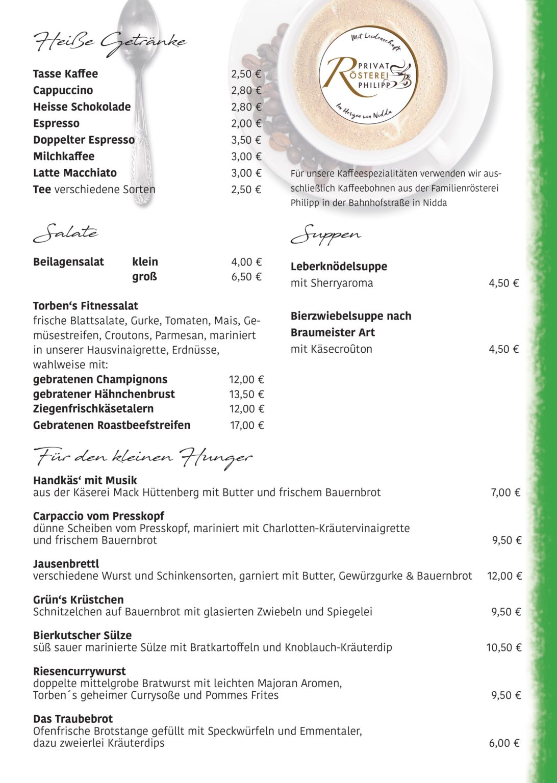 Speisekarte - Hotel zur Traube